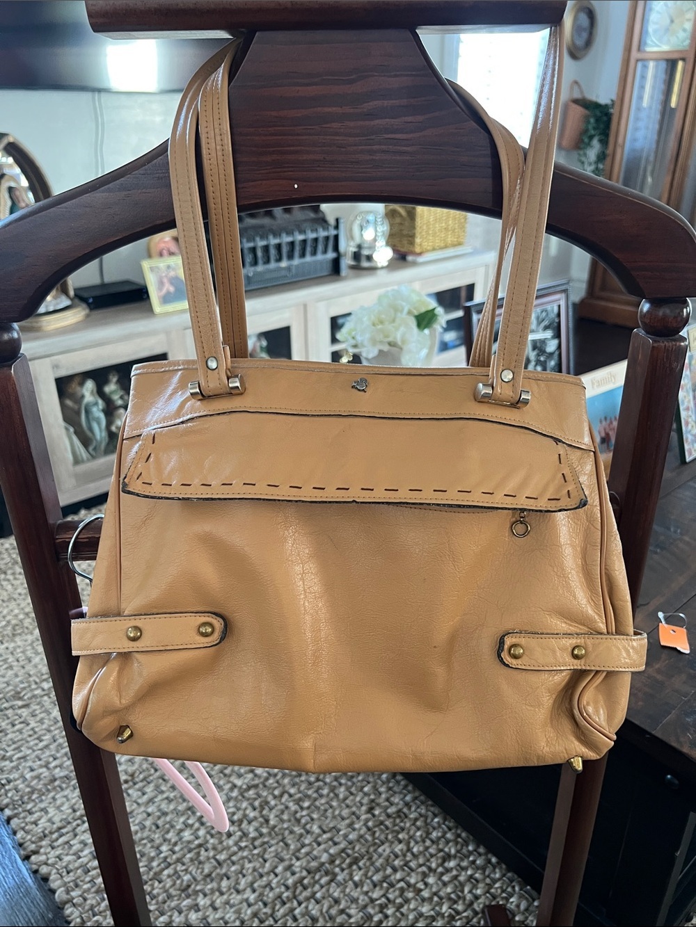 Classic Tan Leather Tote Shoulder Bag
